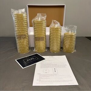 Home Reflections 4 Set Blameless Gold Diamond Cut Glitter Pillar Candles